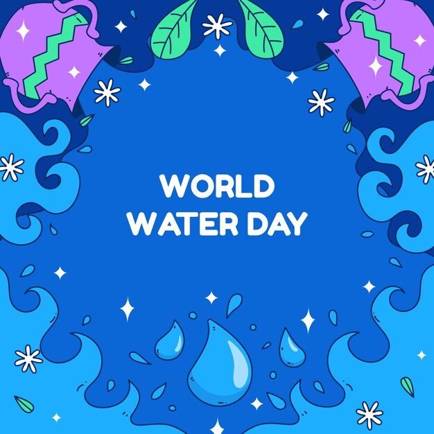 Hand drawn world water day background