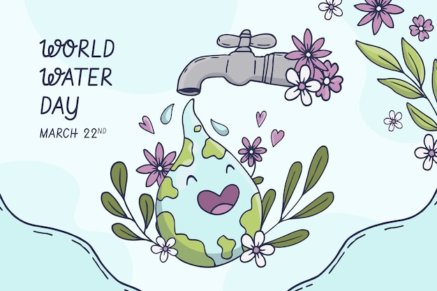 Hand drawn world water day background