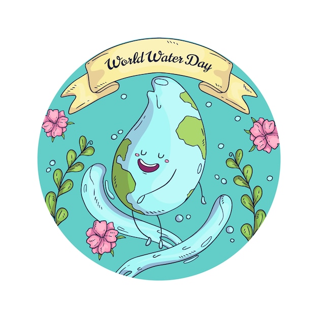 Hand drawn world water day illustration