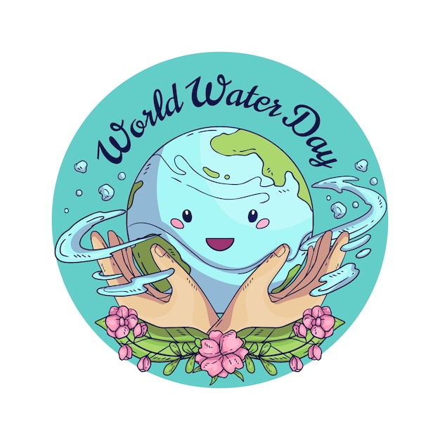 Hand drawn world water day illustration