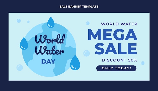 Hand drawn world water day sale horizontal banner