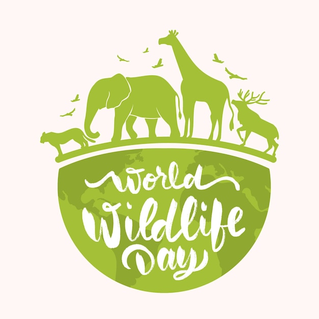 Hand-drawn world wildlife day illustration