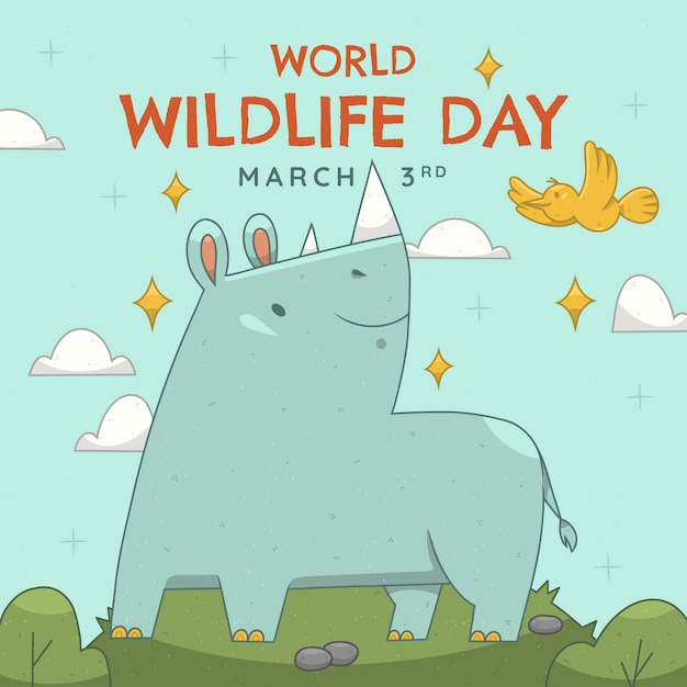 Free Vector hand drawn world wildlife day illustration