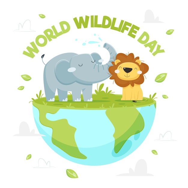 Hand drawn world wildlife day