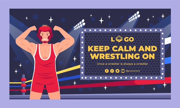 Free Vector hand drawn wrestling template design