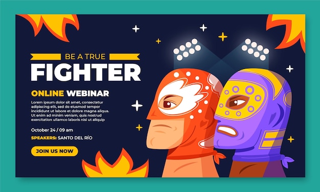 Free Vector hand drawn wrestling webinar template