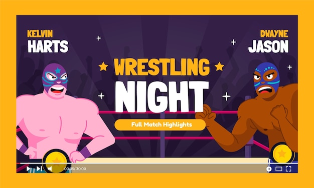 Free Vector hand drawn wrestling youtube thumbnail