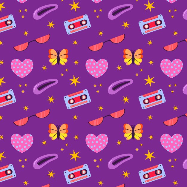 Hand drawn y2k pattern illustration