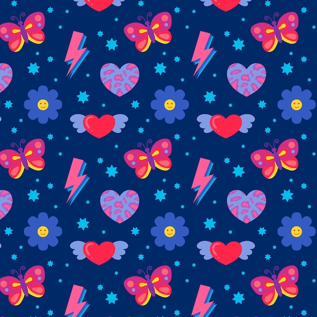 Hand drawn y2k pattern illustration