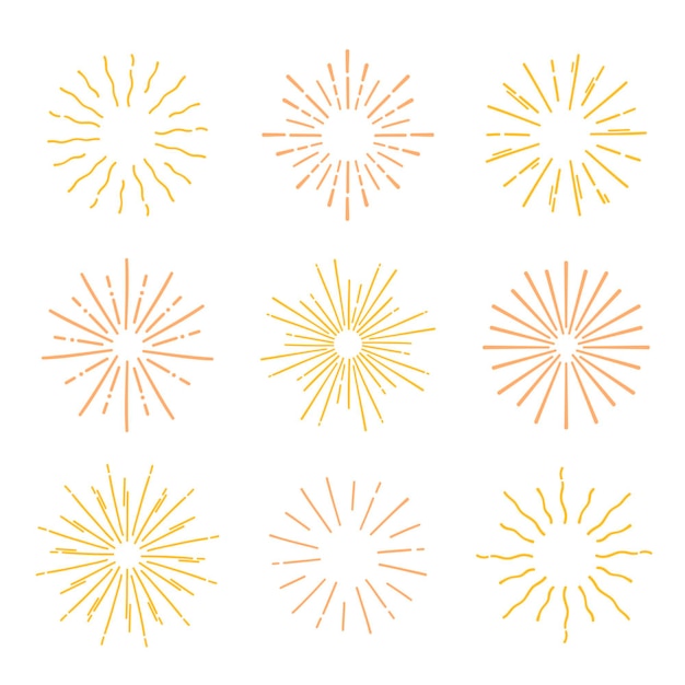 Hand drawn yellow sunburst collection