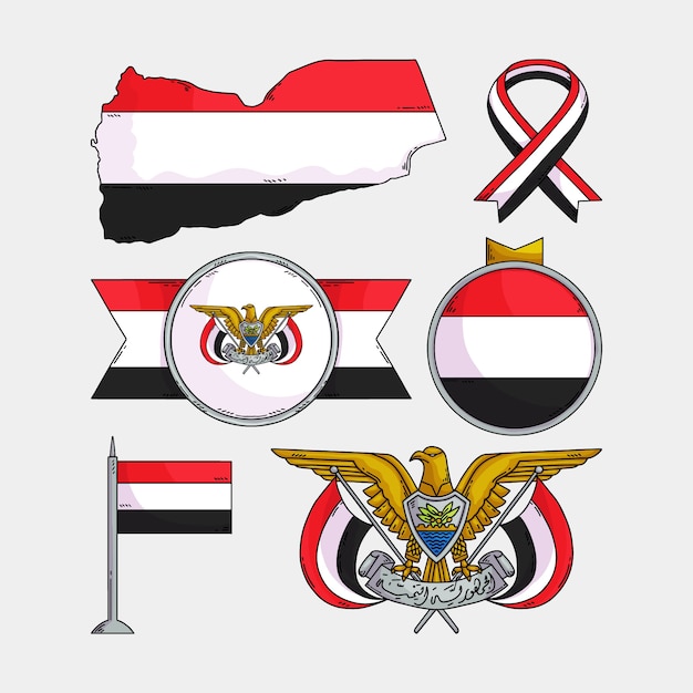 Free Vector hand drawn yemen national emblems