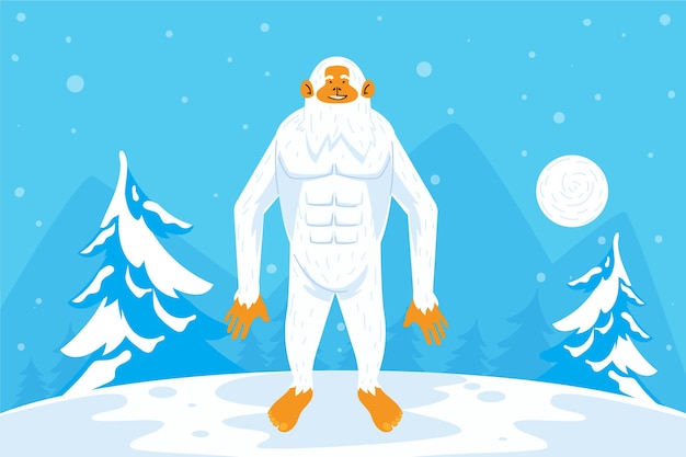 Free Vector hand-drawn yeti abominable snowman illustration