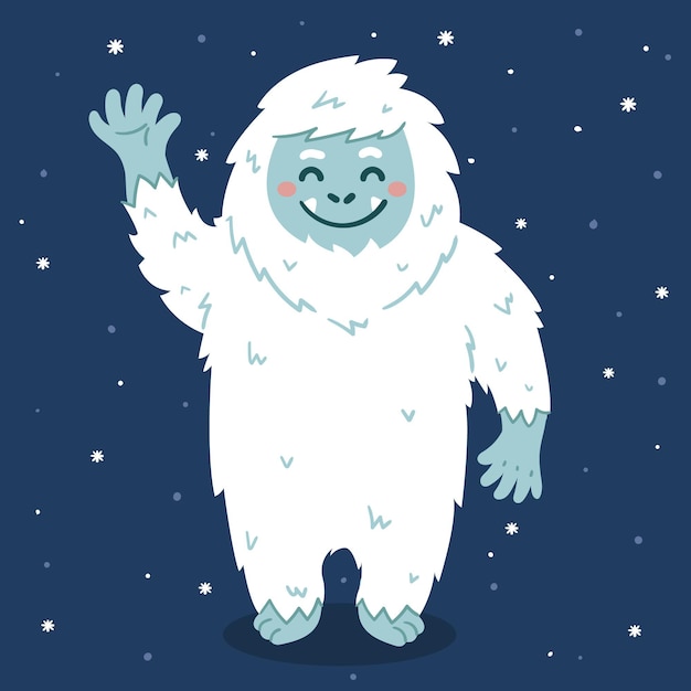 Free Vector hand-drawn yeti abominable snowman illustration