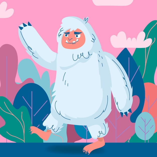 Hand-drawn yeti abominable snowman illustration