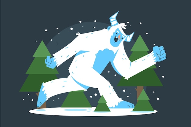 Free Vector hand-drawn yeti abominable snowman illustration