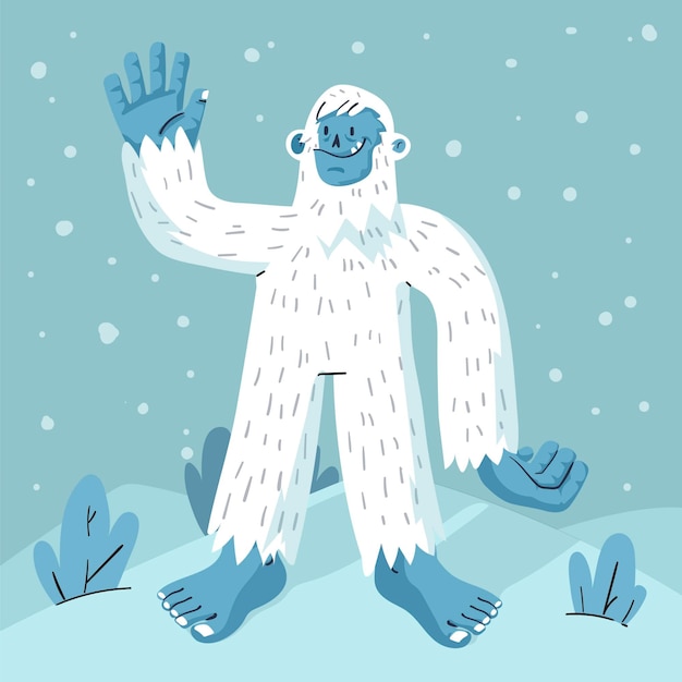 Free Vector hand-drawn yeti abominable snowman illustration