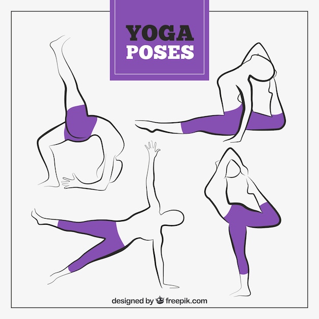 Free Vector hand drawn yoga poses with purple leggings