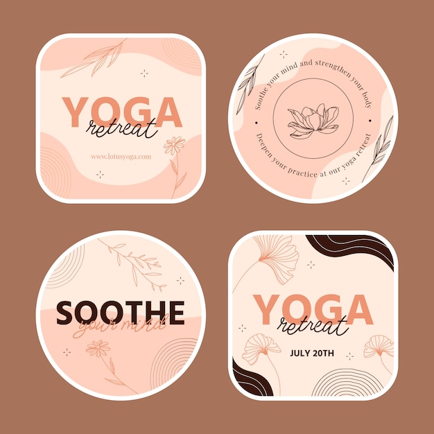 Free Vector hand drawn yoga retreat labels