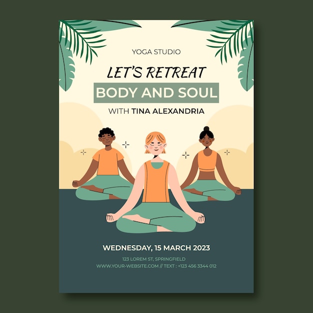 Hand drawn yoga retreat template