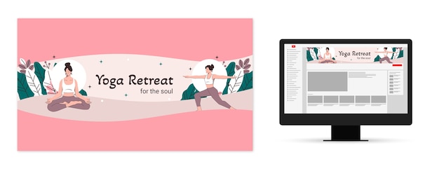 Hand drawn yoga retreat youtube channel art