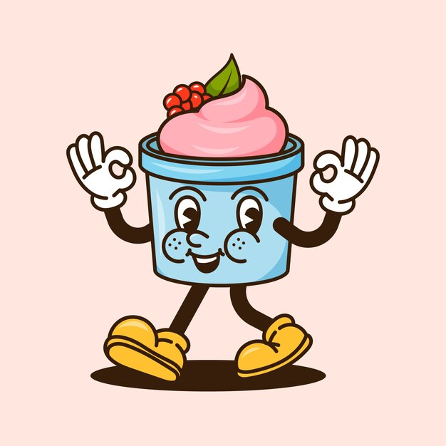 Hand drawn yogurt cartoon illustration