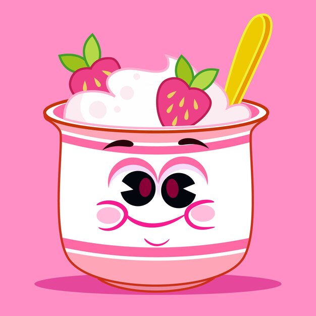 Hand drawn yogurt cartoon illustration