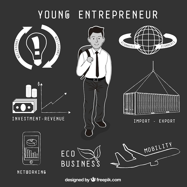 Hand drawn young entrepreneur