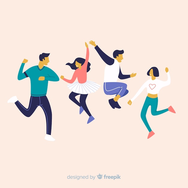 Hand drawn young people dancing pack