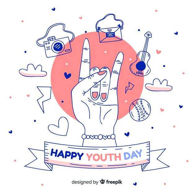 Hand drawn youth day background