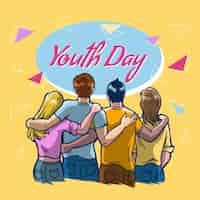 Free vector hand drawn youth day concept