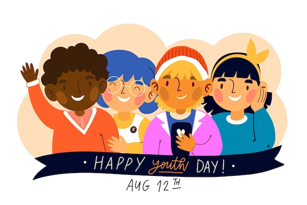 Free Vector hand drawn youth day concept