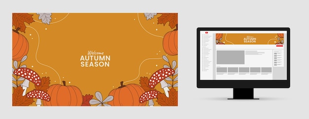 Free Vector hand drawn youtube channel art for autumn celebration