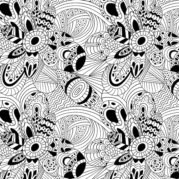 Hand drawn zen doodle pattern design