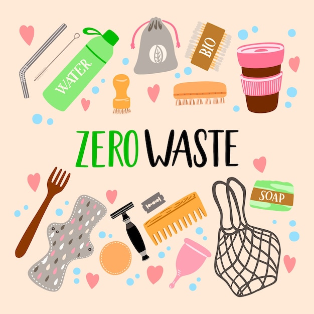 Free Vector hand drawn zero waste collection