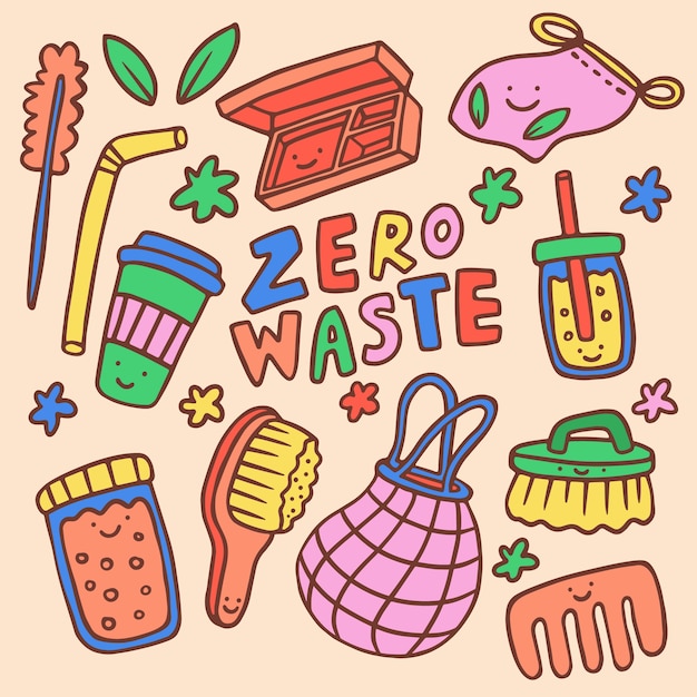 Free Vector hand drawn zero waste collection