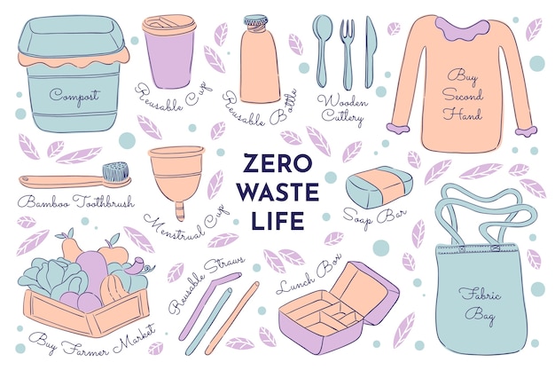 Free vector hand drawn zero waste collection