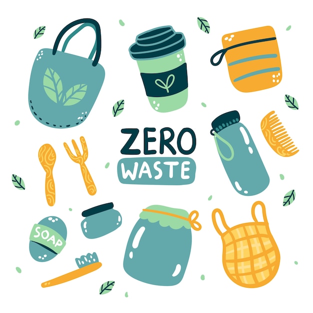 Free Vector hand drawn zero waste set