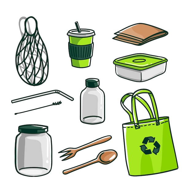 Free Vector hand drawn zero waste set