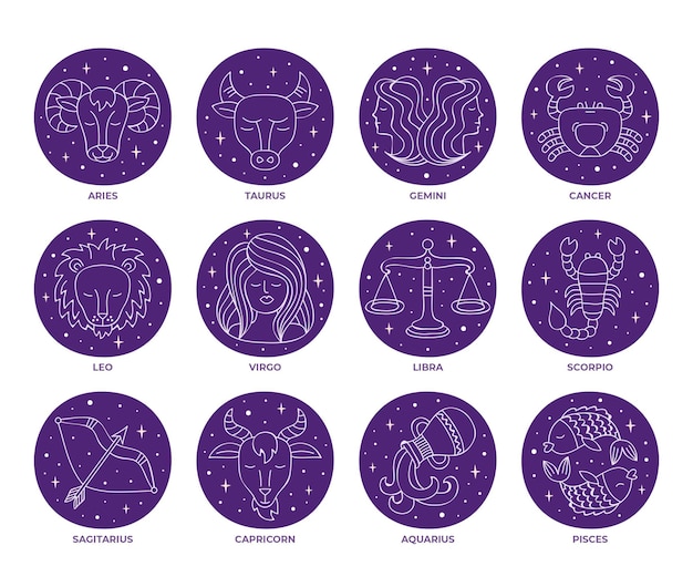 Hand drawn zodiac sign collection