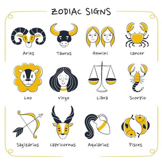 Free vector hand drawn zodiac sign collection