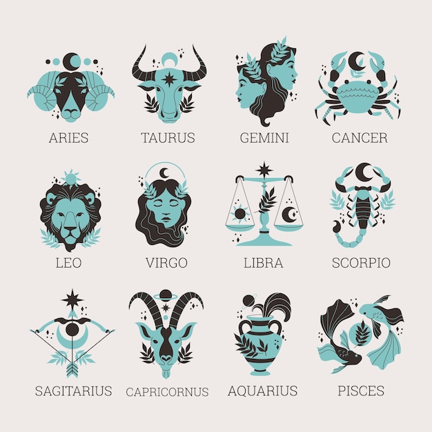 Free Vector hand drawn zodiac sign collection