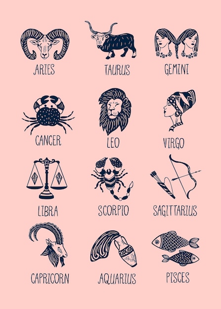 Free Vector hand drawn zodiac sign collection