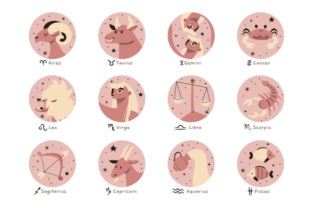 Free vector hand drawn zodiac signs set