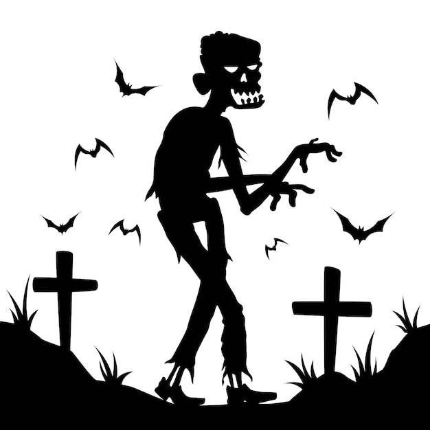 Free Vector hand drawn zombie silhouette illustration