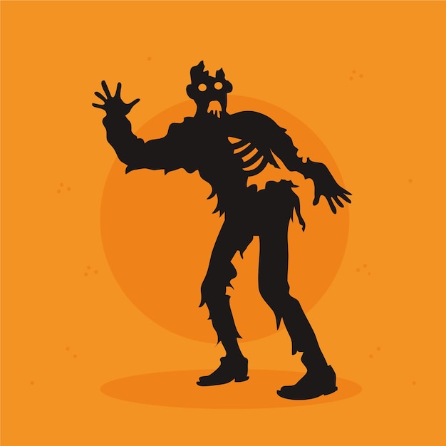 Hand drawn zombie silhouette illustration