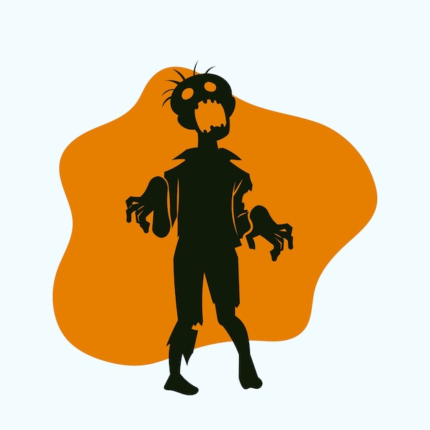 Hand drawn zombie silhouette illustration