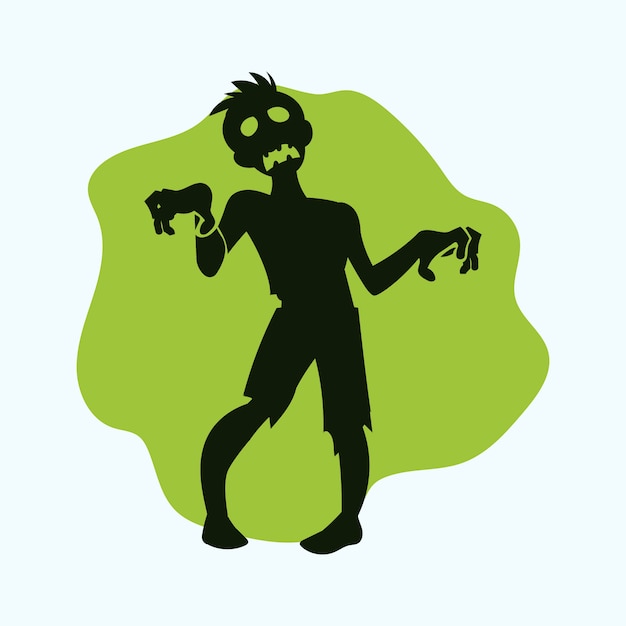 Hand drawn zombie silhouette illustration