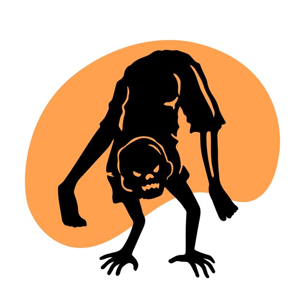 Hand drawn zombie silhouette illustration