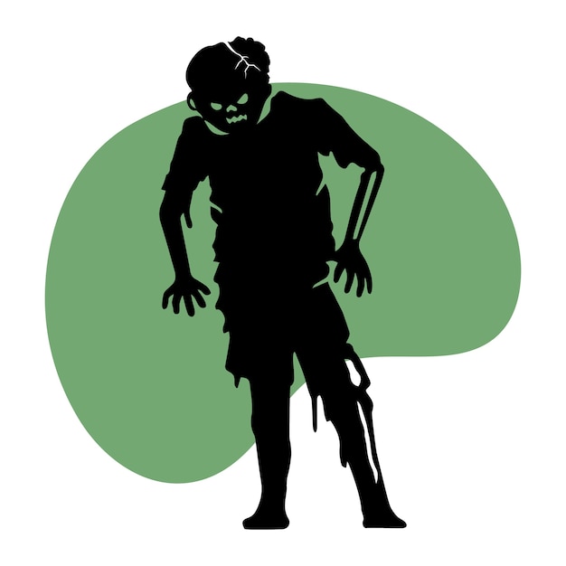 Hand drawn zombie silhouette illustration