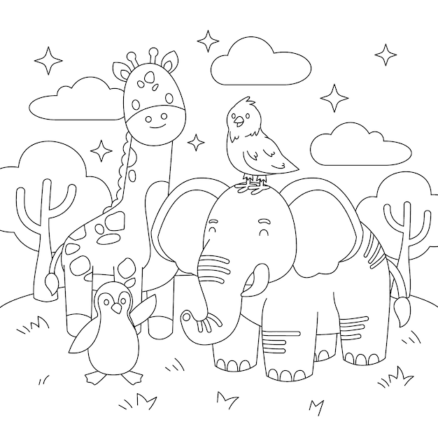 Free Vector hand drawn zoo animals illustration